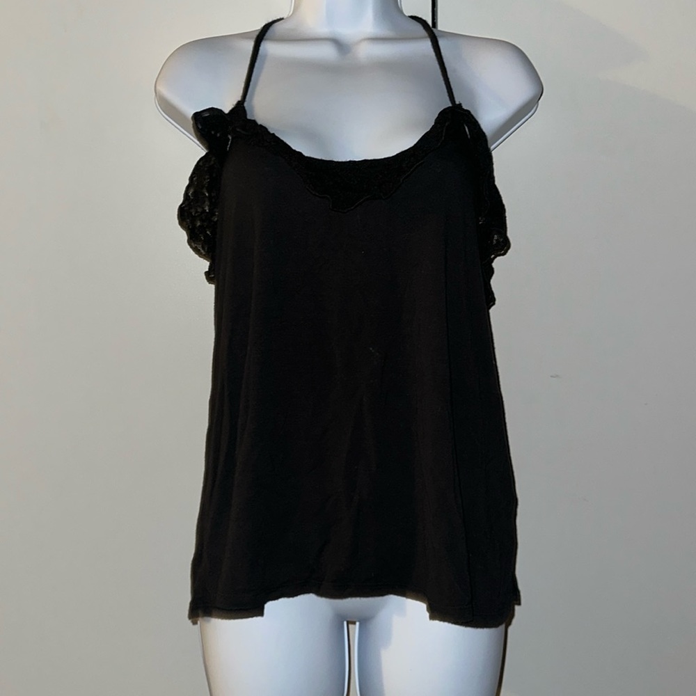 Black tank top with off the shoulder straps